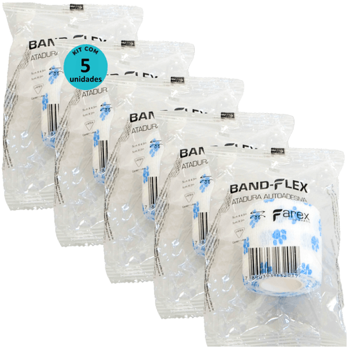 Atadura 5cm Branca Com Patinhas Band-Flex Autoadesiva Para Animais Farex Kit Com 5 Atadura 5cm Branca Com Patinhas Band-Flex Autoadesiva Para Animais Farex Kit Com 5